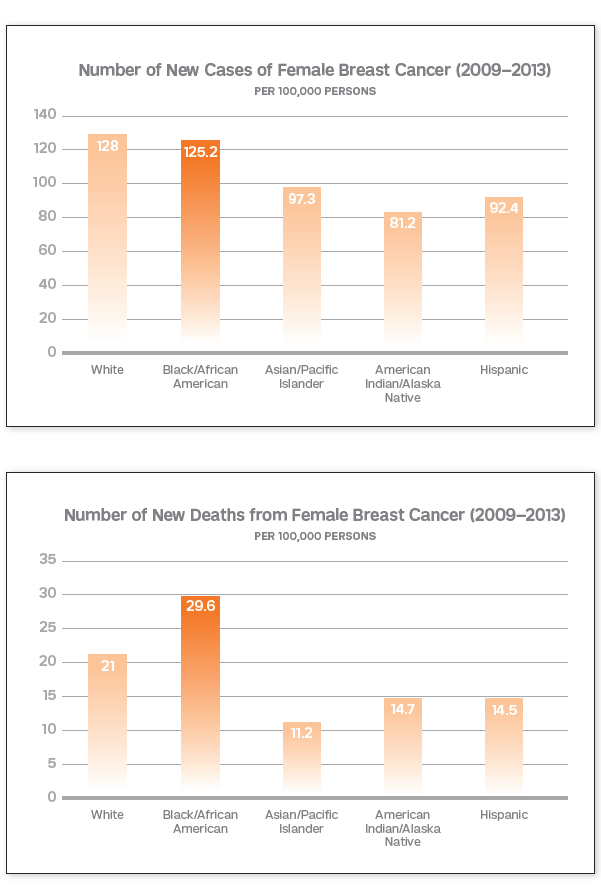 Chart of the number of cases of breast cancer in women from 2009-2013