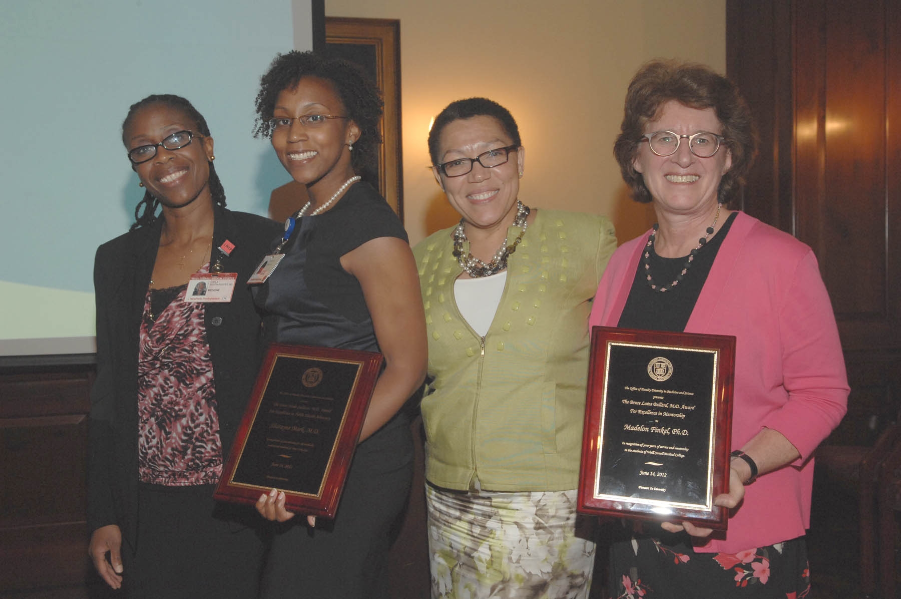 Drs. Carla Boutin-Foster, Sharayne Mark, Anne C. Beal and Madelon Finkel: Pioneers In Diversity Award ceremony 