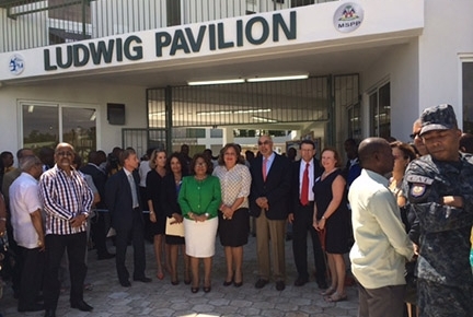 A ribbon-cutting ceremony commemorates the opening of GHESKIO's new tuberculosis hospital in Port-au-Prince, Haiti.