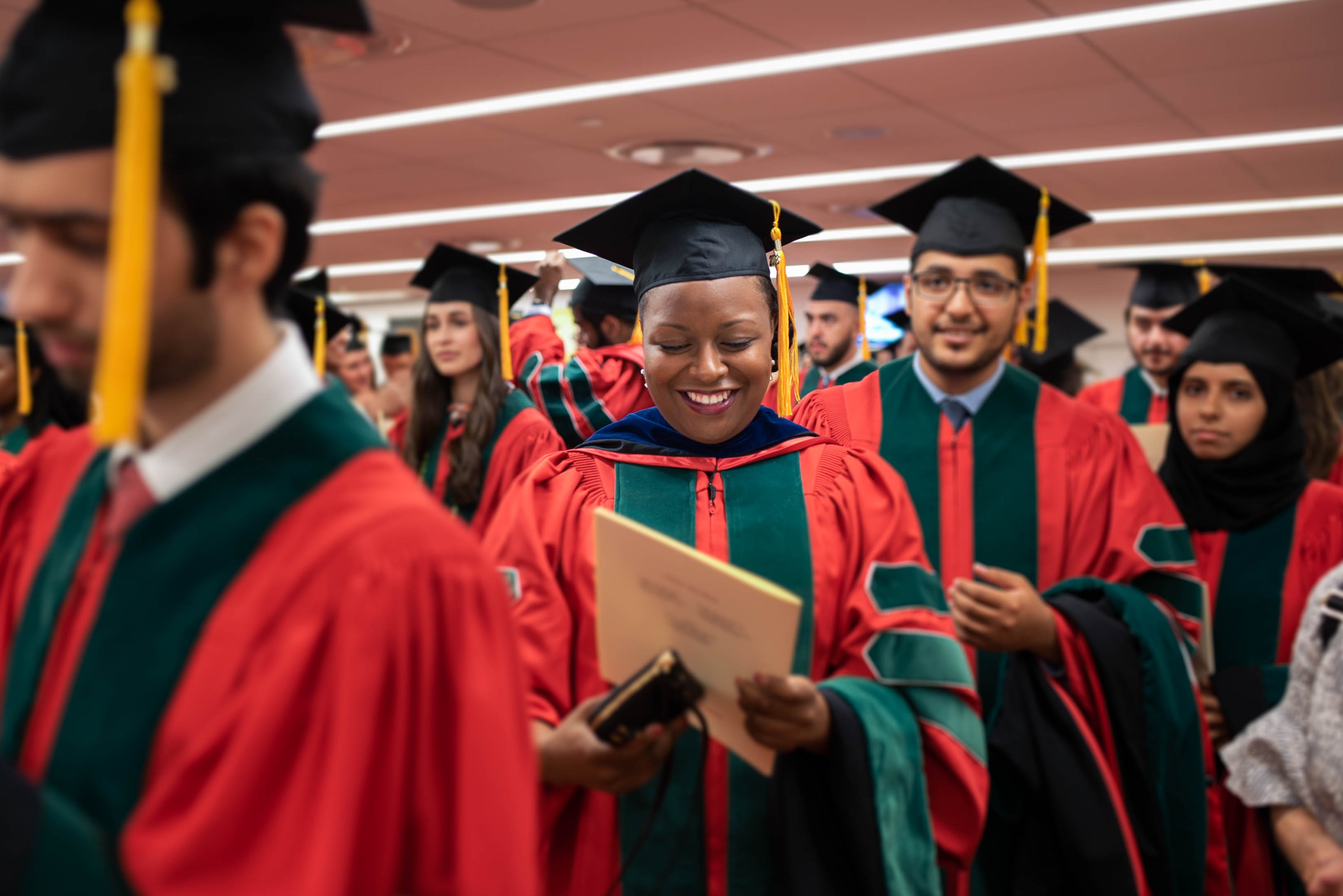 Dr. Rolake Alabi, MD’18, PhD’16 waits backstage before the Commencement ceremony on May 31. All photos taken by Amelia Panico. Click photo to view the full Commencement Flickr gallery.